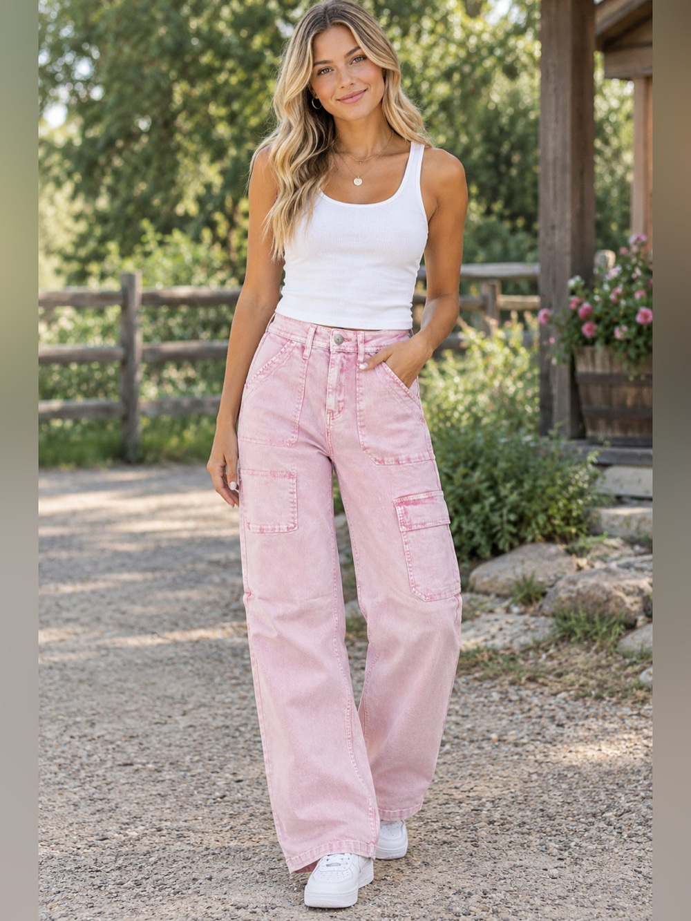 Risen High-Rise Retro Wide-Leg Cargo Jeans